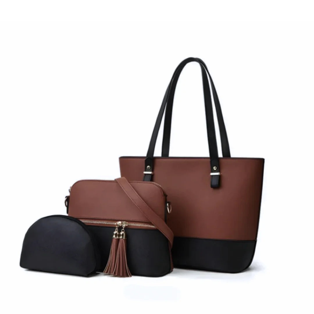 Stella 3 Pcs Handbag (BROWN & BLACK)