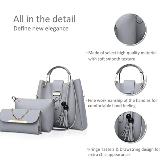 Breeze 3 IN 1 PIECE GREY HANDBAG