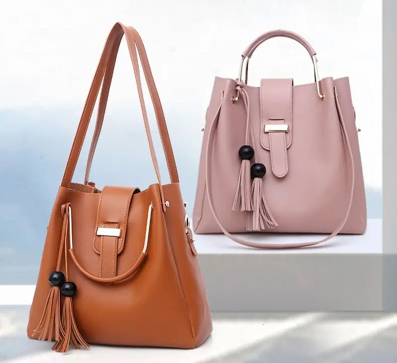 OLIVIA 3 PIECE BROWN HANDBAG